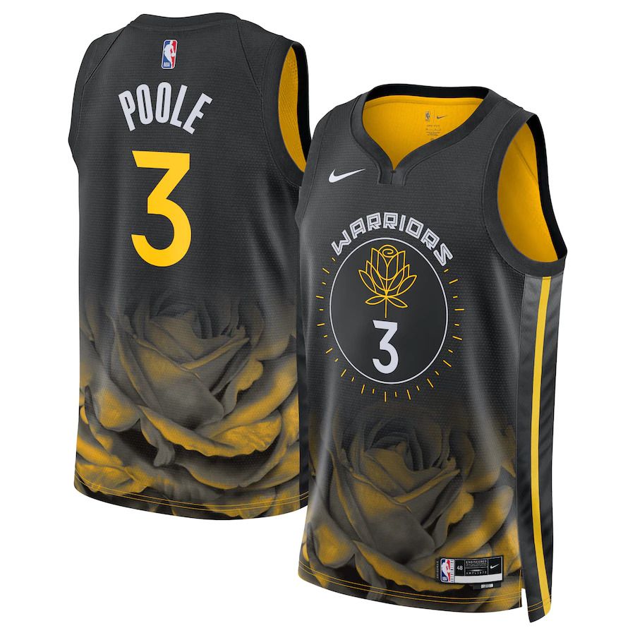 Men Golden State Warriors 3 Jordan Poole Nike Black 2022-23 Swingman NBA Jersey